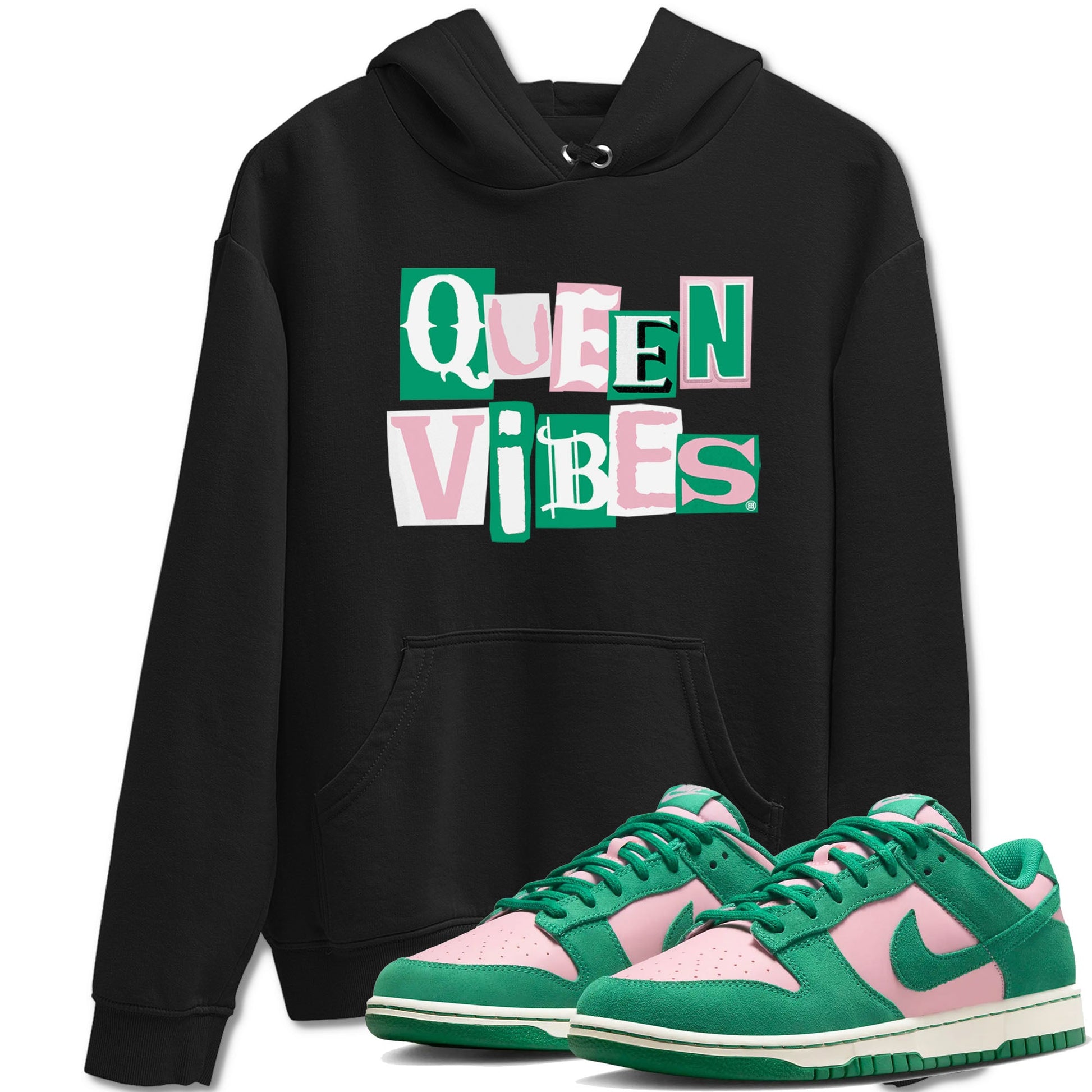 Dunk Low Medium Soft Pink Malachite shirt to match jordans Queen Vibes sneaker tees Dunks Medium Soft Pink Malachite Streetwear Brand SNRT Sneaker Release Tees unisex cotton Black 1 crew neck shirt