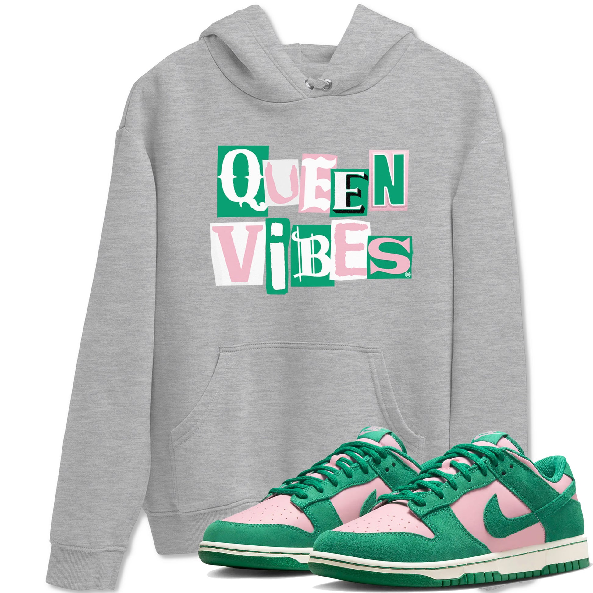 Dunk Low Medium Soft Pink Malachite shirt to match jordans Queen Vibes sneaker tees Dunks Medium Soft Pink Malachite Streetwear Brand SNRT Sneaker Release Tees unisex cotton Heather Grey 1 crew neck shirt