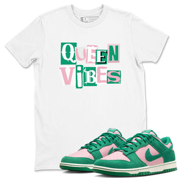 Dunk Low Medium Soft Pink Malachite shirt to match jordans Queen Vibes sneaker tees Dunks Medium Soft Pink Malachite Streetwear Brand SNRT Sneaker Release Tees unisex cotton White 1 crew neck shirt