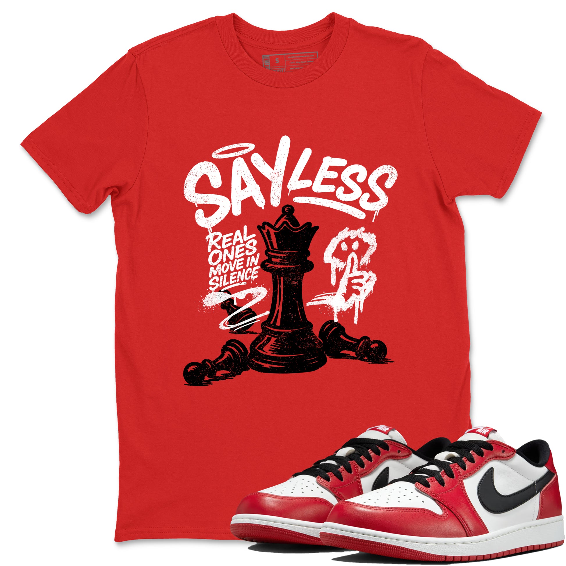 Say Less SNRT Sneaker Tees - Air Jordan 1 Low Chicago - SNRT Sneaker T-shirts