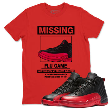 Missing Sneaker SNRT Sneaker Tees - Air Jordan 12 Flu Game - SNRT Sneaker T-shirts