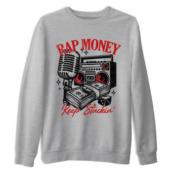 Rap Money sneaker match t-shirt styled to complete your fit with the Air Force 1 University Red sneakers, shown in Heather Grey 2.