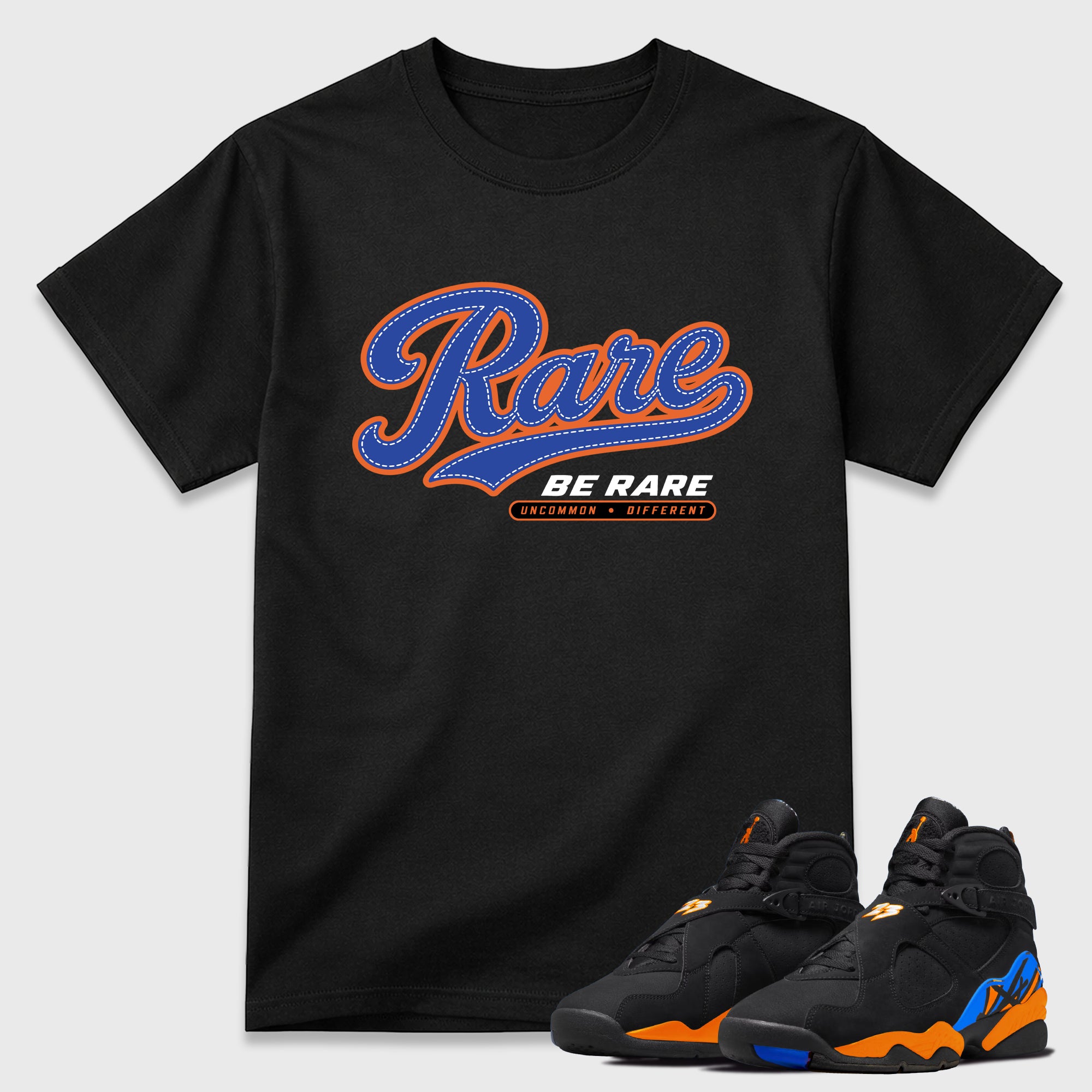 Rare Graphic T-Shirt featuring original streetwear artwork designed to match the Air Jordan 8 Knicks. Black 1 Graphic T-Shirt.