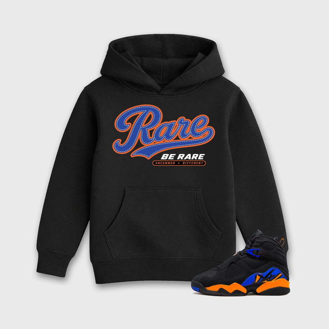 Rare Baby & Kids Graphic Hoodie featuring original artwork designed to match the Air Jordan 8 Knicks. Black 1 Kids Graphic Sweater.