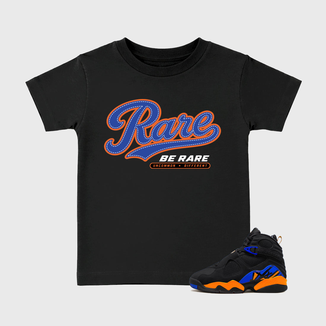 Rare Baby & Kids Graphic T-Shirt featuring original artwork designed to match the Air Jordan 8 Knicks. Black 1 Kids Graphic Tee.