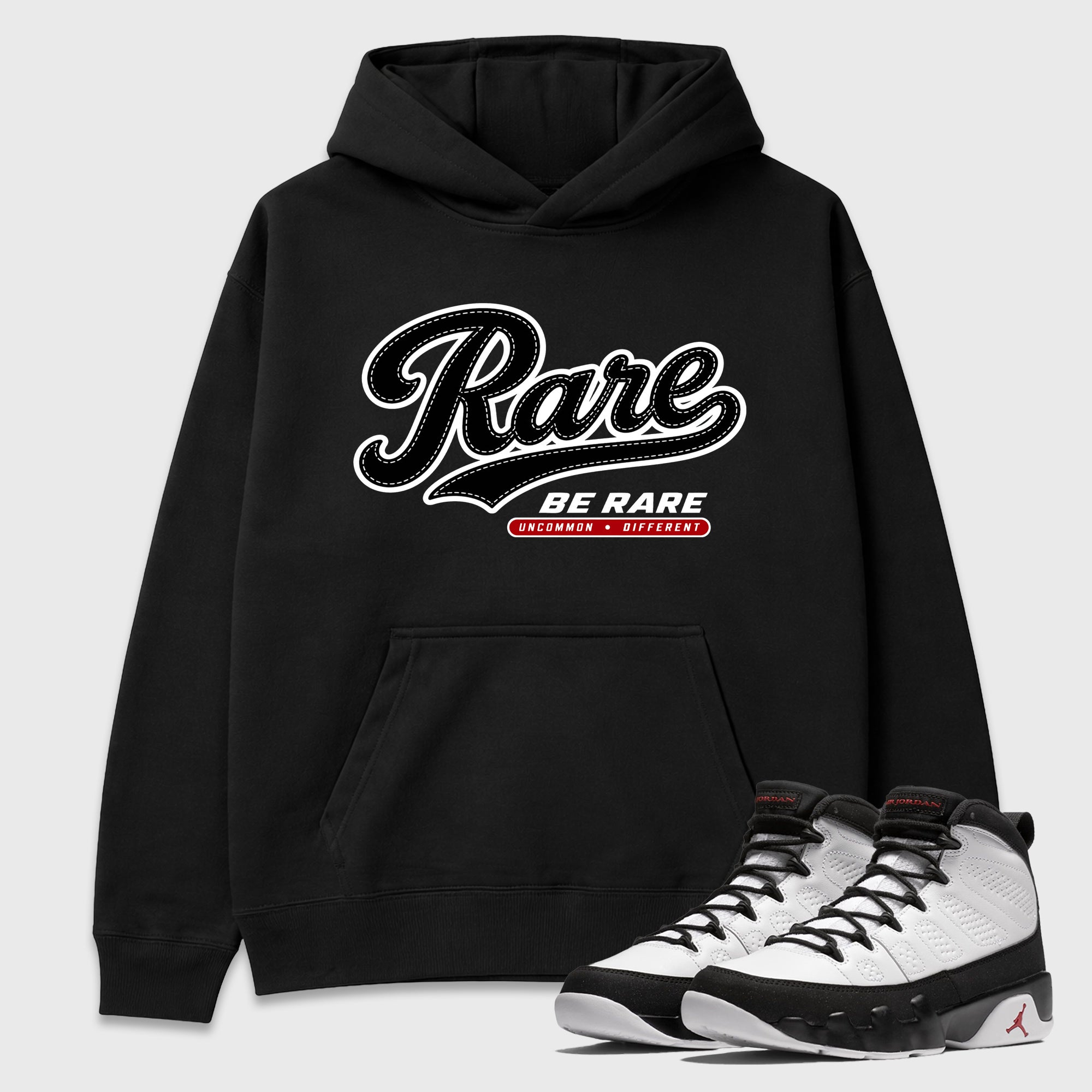 Rare Graphic T-Shirt featuring original streetwear artwork designed to match the Air Jordan 9 True Red. Black 1 Graphic Tee.