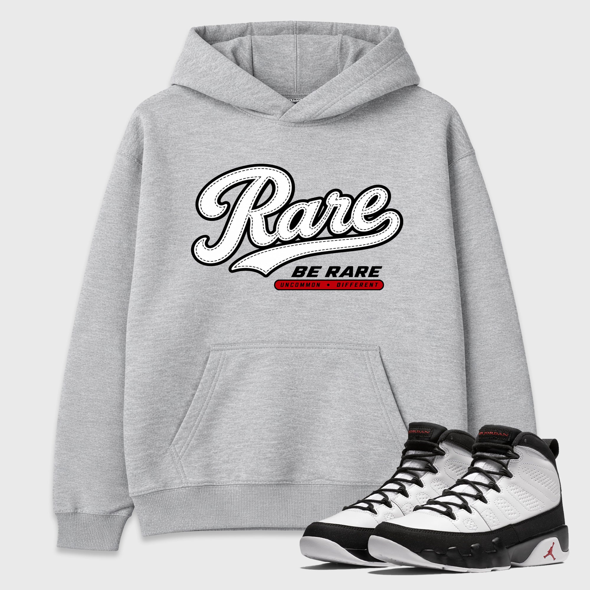 Rare Graphic T-Shirt featuring original streetwear artwork designed to match the Air Jordan 9 True Red. Heather Grey 1 Graphic Tee.