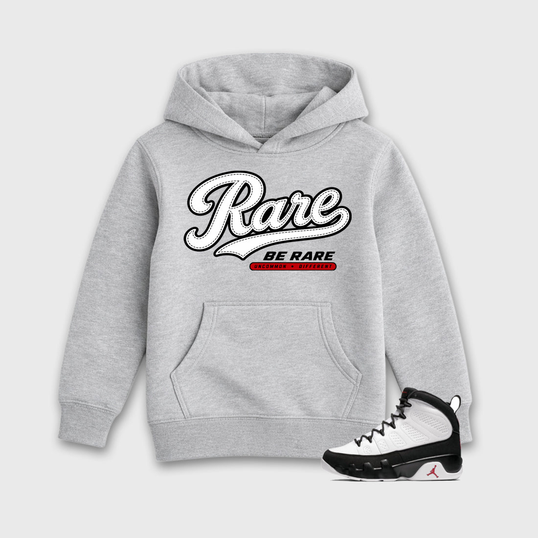 Rare Baby & Kids Graphic Hoodie featuring original artwork designed to match the Air Jordan 9 True Red. Heather Grey 1 Kids Graphic Sweater.
