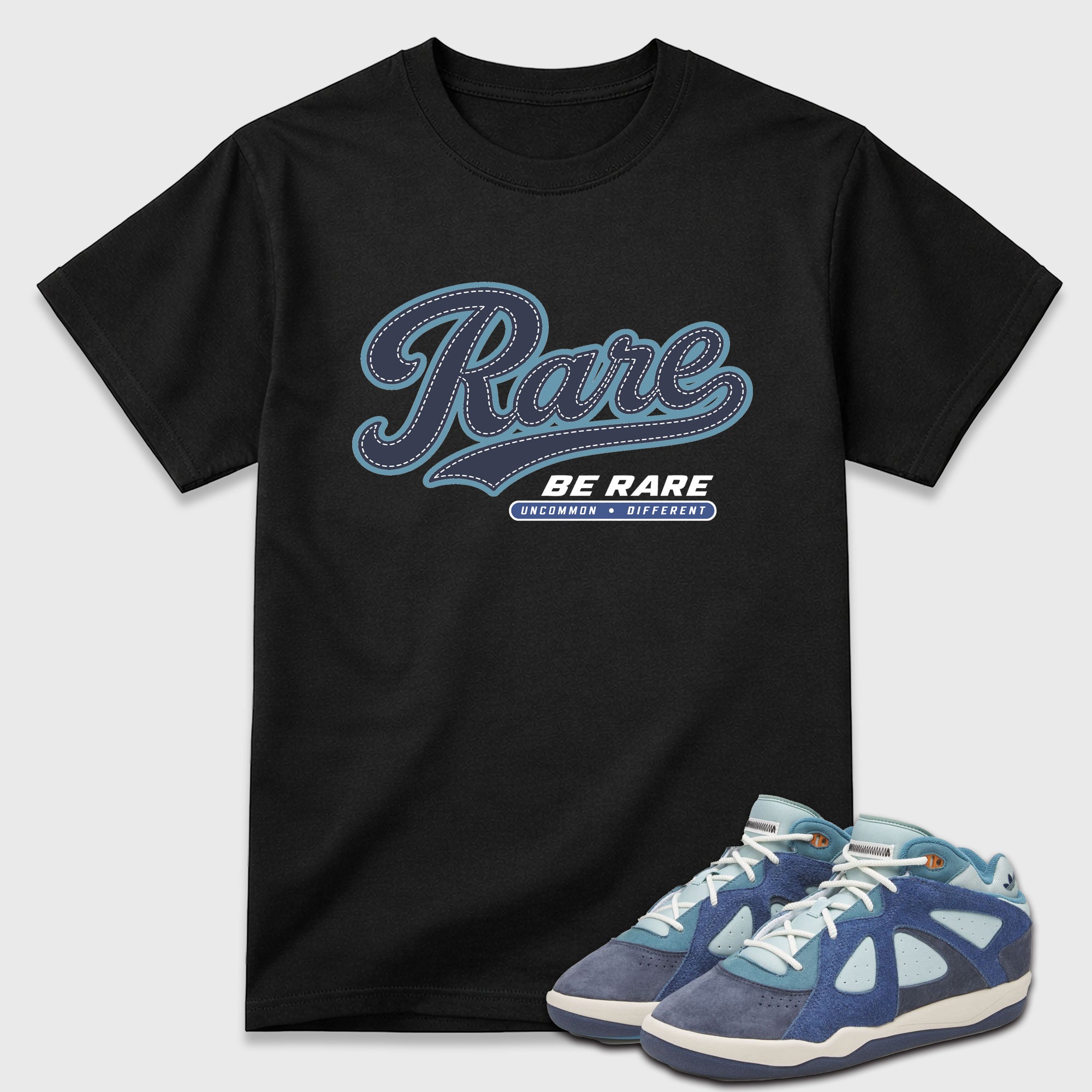 Rare Graphic T-Shirt featuring original streetwear artwork designed to match the Badbo 1.0 Night Navy. Black 1 Graphic T-Shirt.