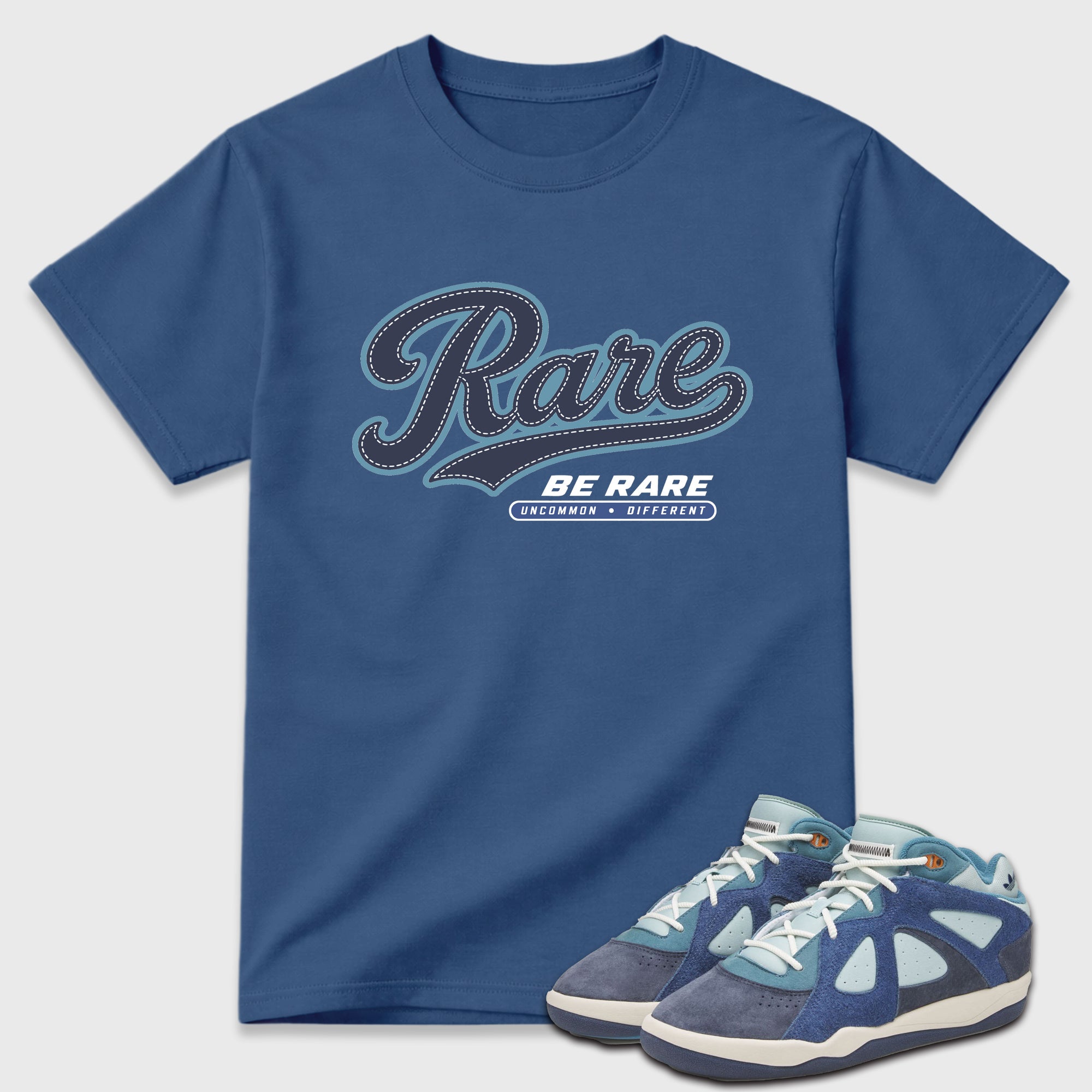 Rare Graphic T-Shirt featuring original streetwear artwork designed to match the Badbo 1.0 Night Navy. Denim Blue 1 Graphic T-Shirt.