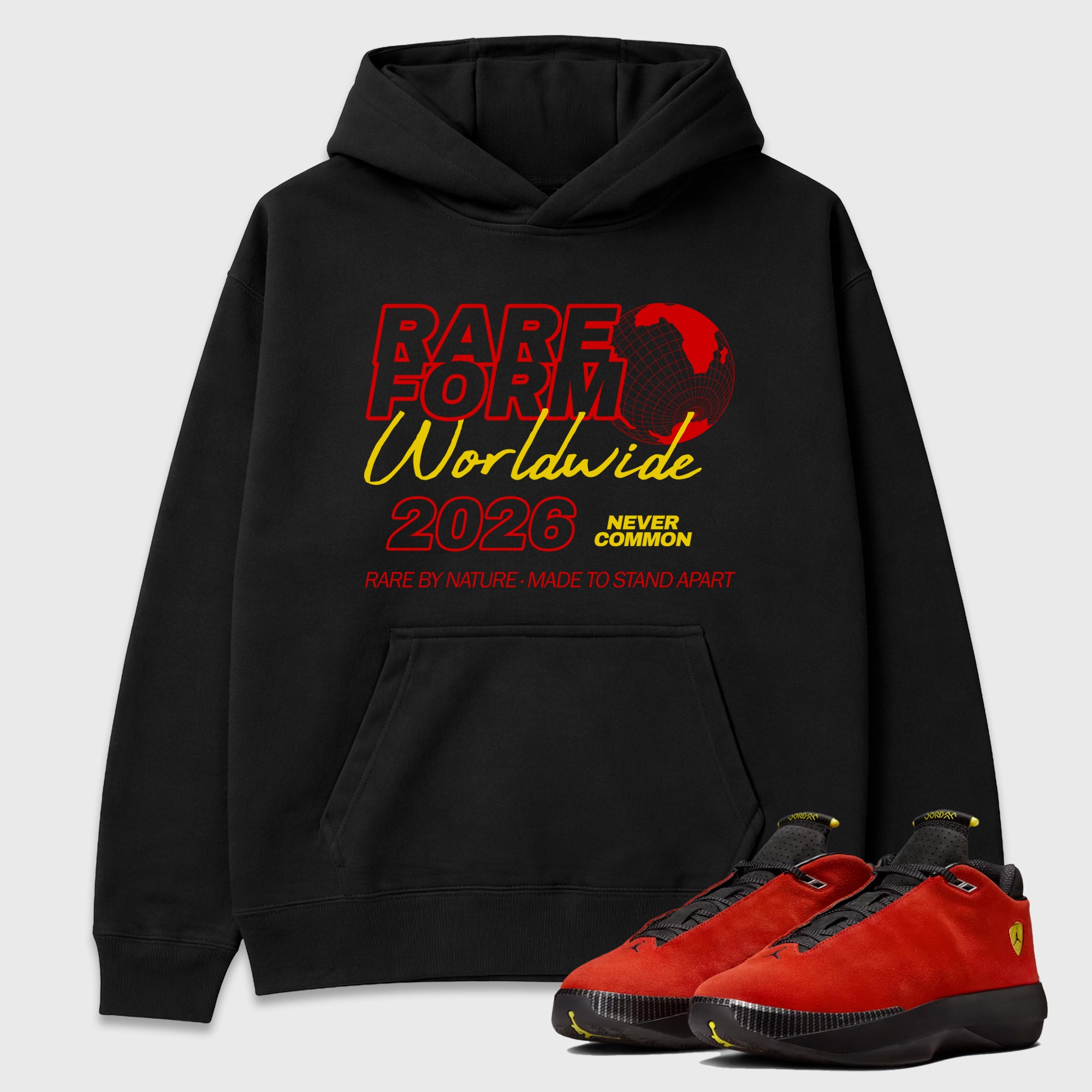 Rare Form Graphic T-Shirt featuring original streetwear artwork designed to match the Air Jordan 14 Challenge Red. Black 1 Graphic Tee.