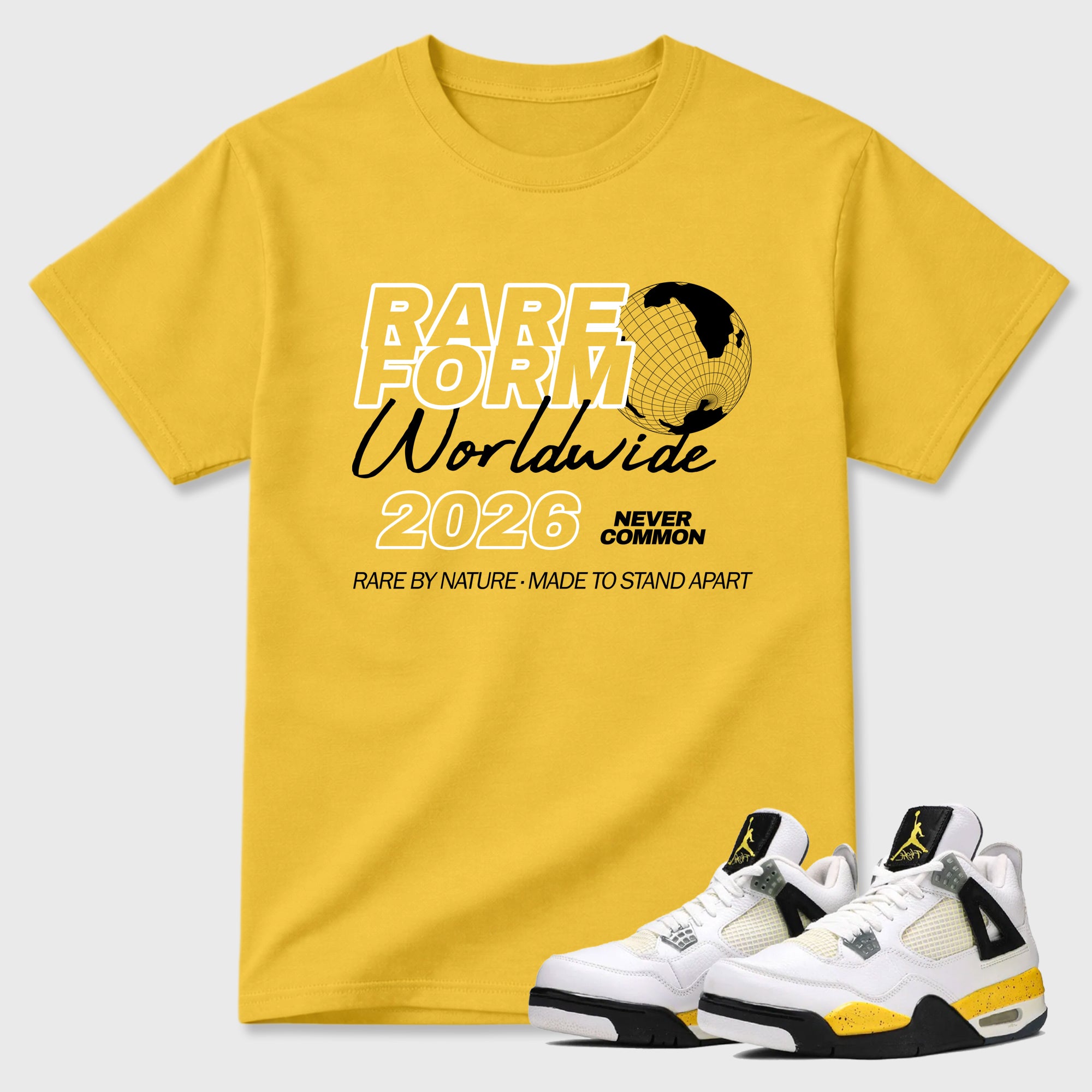 Rare Form Graphic T-Shirt featuring original streetwear artwork designed to match the Air Jordan 4 Tour Yellow. Daisy 1 Graphic T-Shirt.