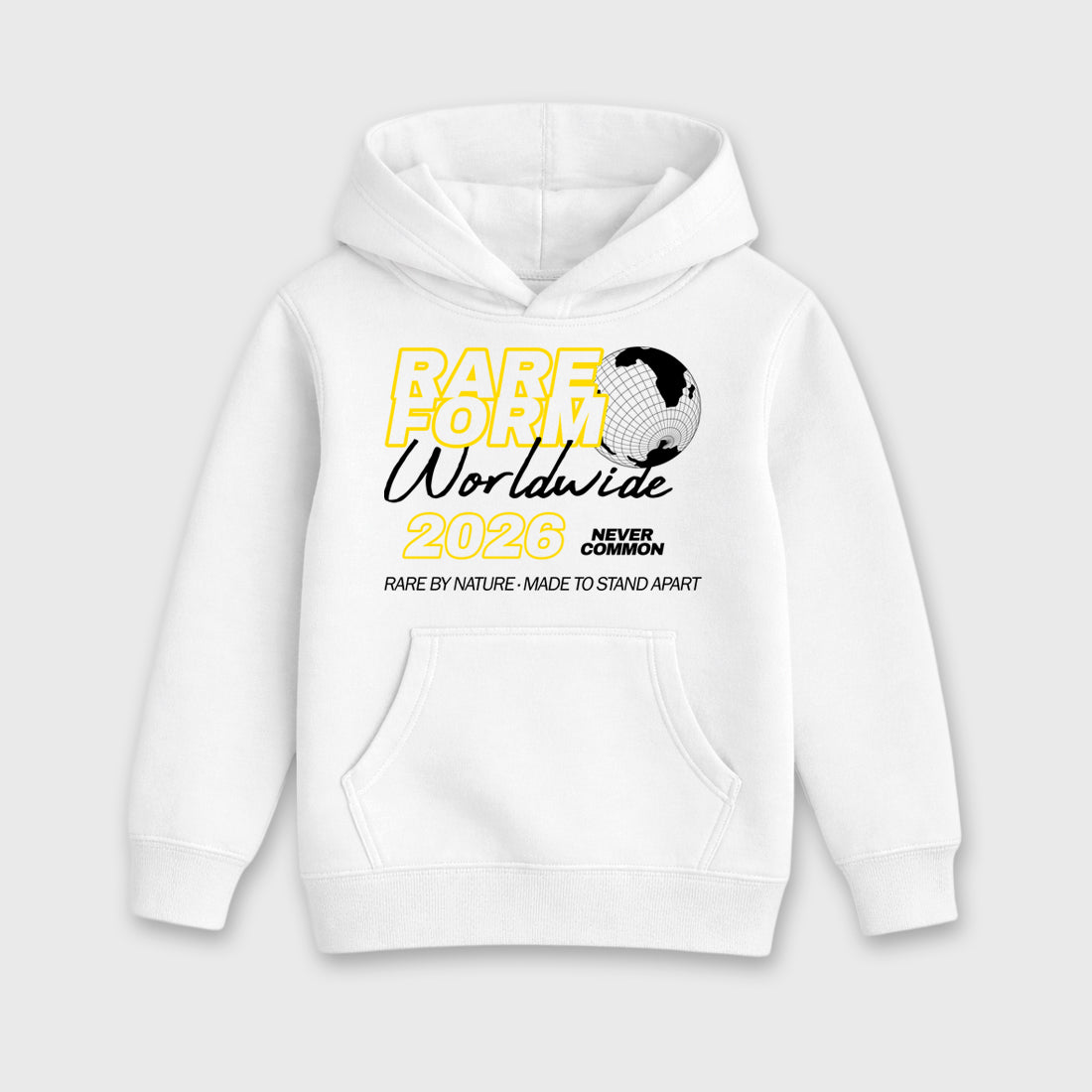 Rare Form Baby & Kids Graphic Hoodie featuring original artwork designed to match the Air Jordan 4 Tour Yellow. White 2 Kids Graphic Sweater.