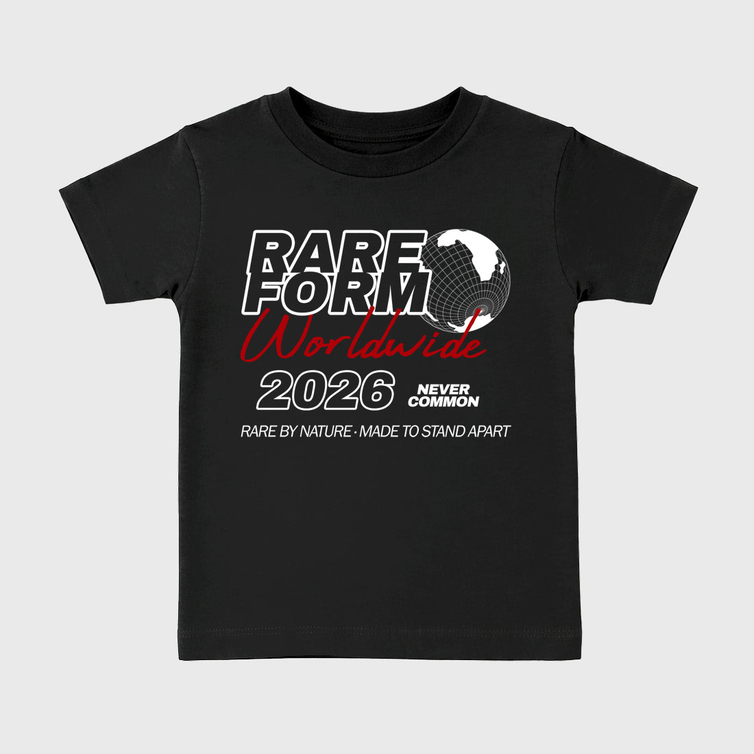 Rare Form Baby & Kids Graphic T-Shirt featuring original artwork designed to match the Air Jordan 9 True Red. Black 2 Kids Graphic Tee.