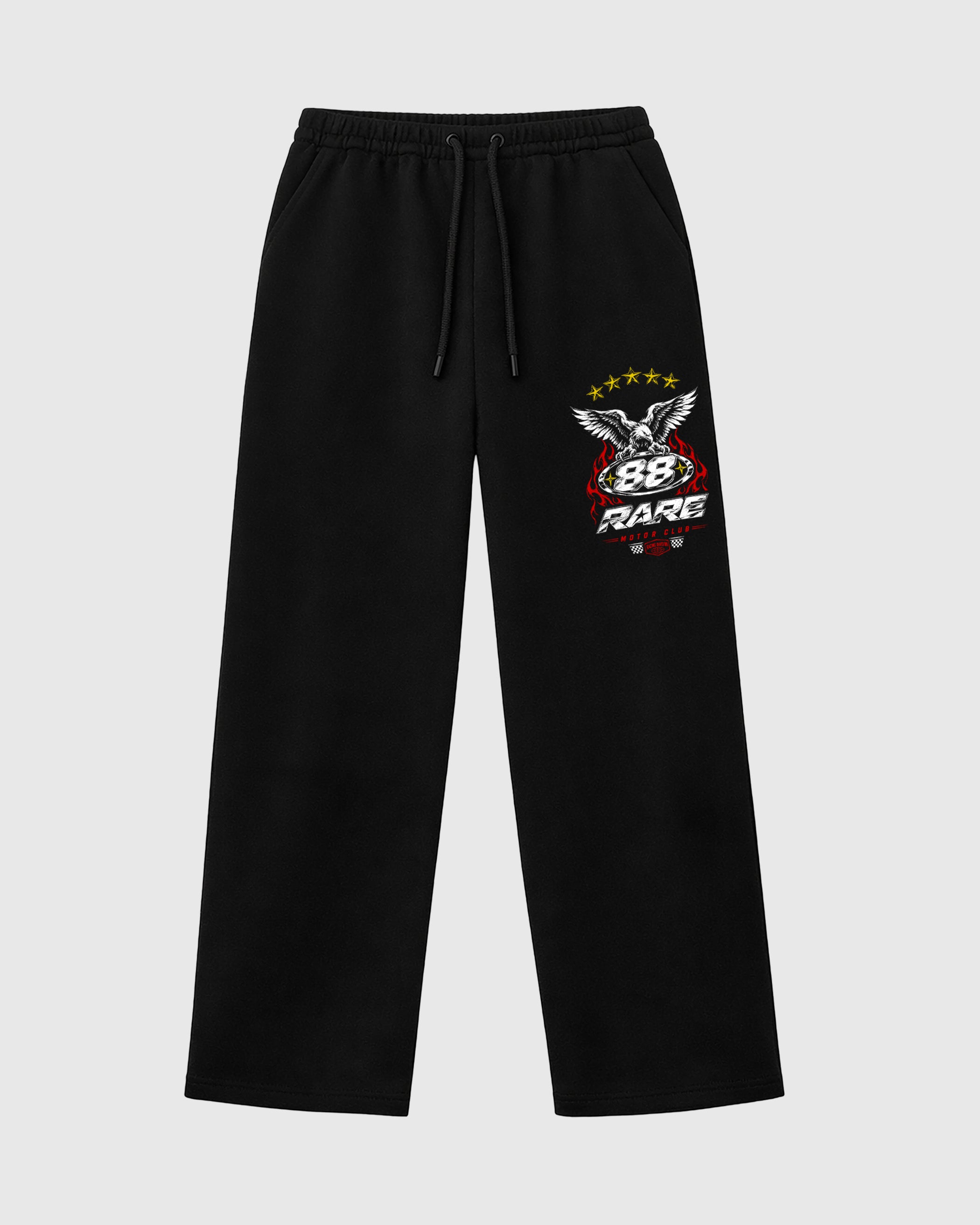 Rare Motor Club graphic wide cut sweatpants designed to match the Air Jordan 40 "14" Challenge Red Aka.Ferrari, featuring coordinated Black 1 options for a perfect streetwear vibe.