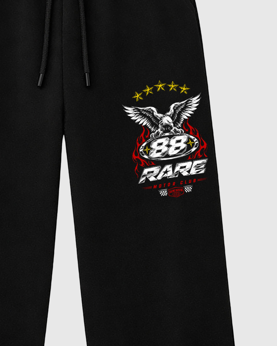 Rare Motor Club graphic wide cut sweatpants designed to match the Air Jordan 40 "14" Challenge Red Aka.Ferrari, featuring coordinated Black 2 options for a perfect streetwear vibe.