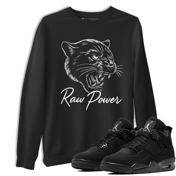 Sneaker match tees – Sneaker Tees To Match Air Jordan 4 Black Cat Shoes – Raw Power Tee Black 1