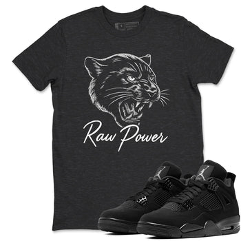 Sneaker match tees – Sneaker Tees To Match Air Jordan 4 Black Cat Shoes – Raw Power Tee Charcoal Heather 1
