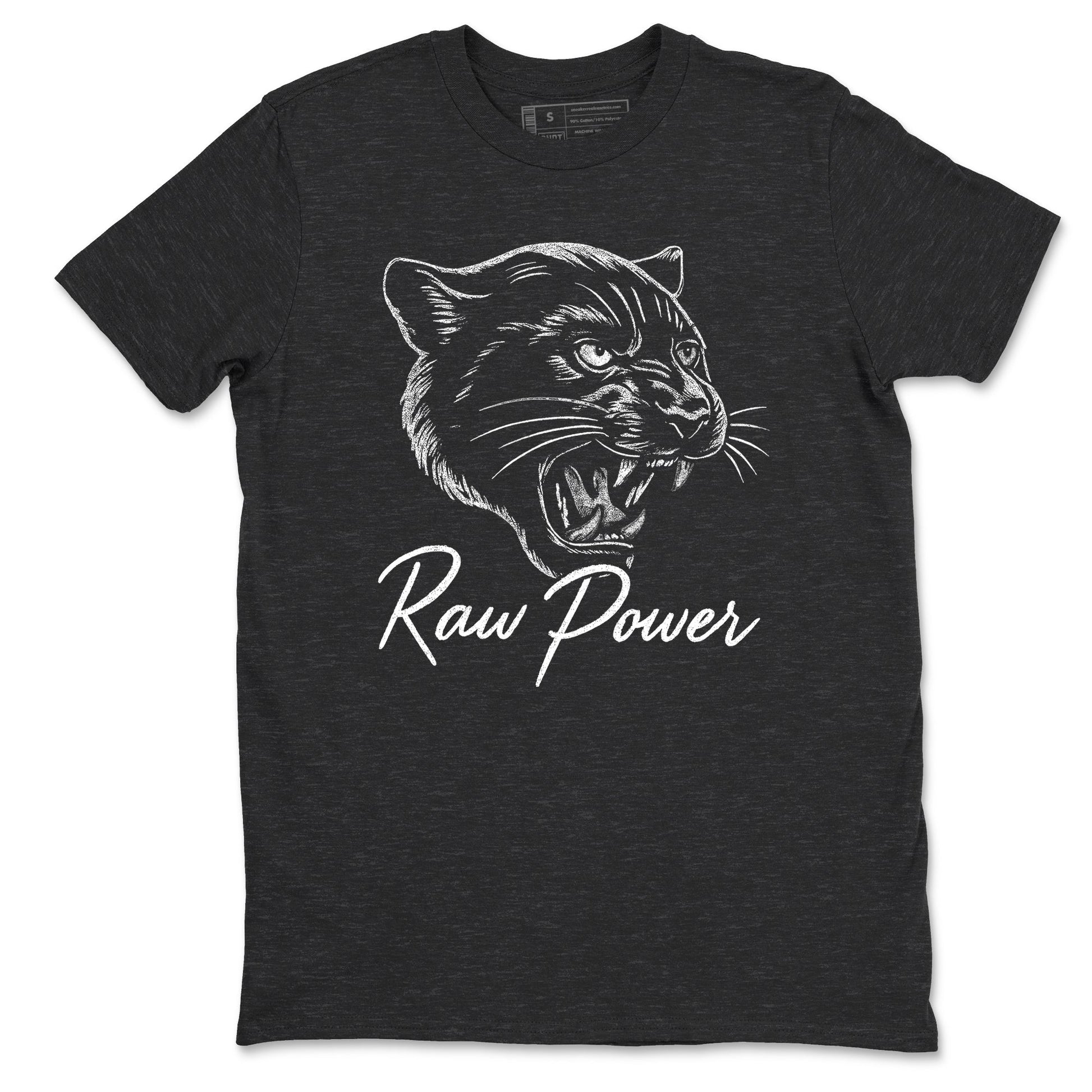 Sneaker match tees – Sneaker Tees To Match Air Jordan 4 Black Cat Shoes – Raw Power Tee Charcoal Heather 2