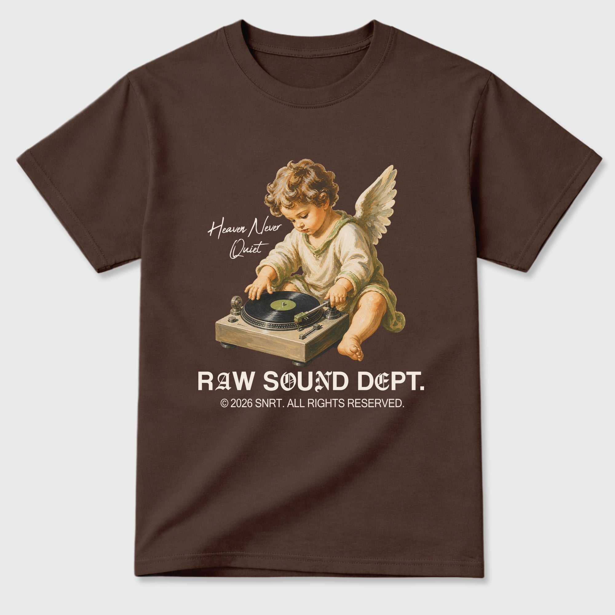 Raw Sound Dept Graphic T-Shirt featuring original streetwear artwork designed to match the Air Jordan 1 Love Letter. Dark Chocolate 2 Graphic T-Shirt.