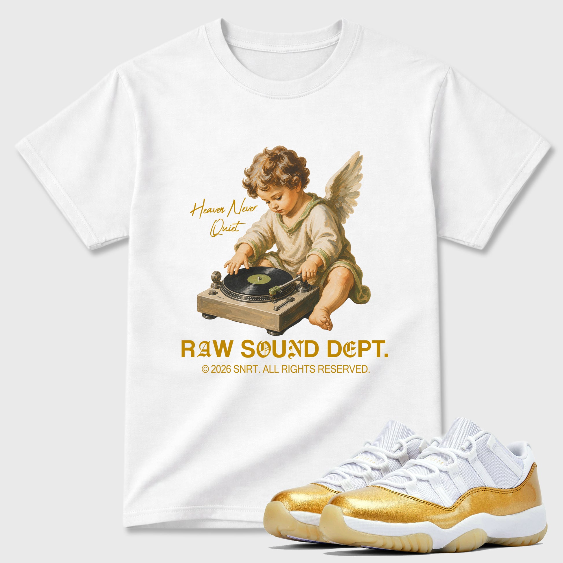 Sneaker match tees – Sneaker Tees To Match Air Jordan 11 Mother's Day Shoes – Raw Sound Dept Tee White 1