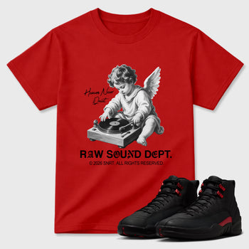 Sneaker match tees – Sneaker Tees To Match Air Jordan 12 Bloodline Shoes – Raw Sound Dept Tee Red 1