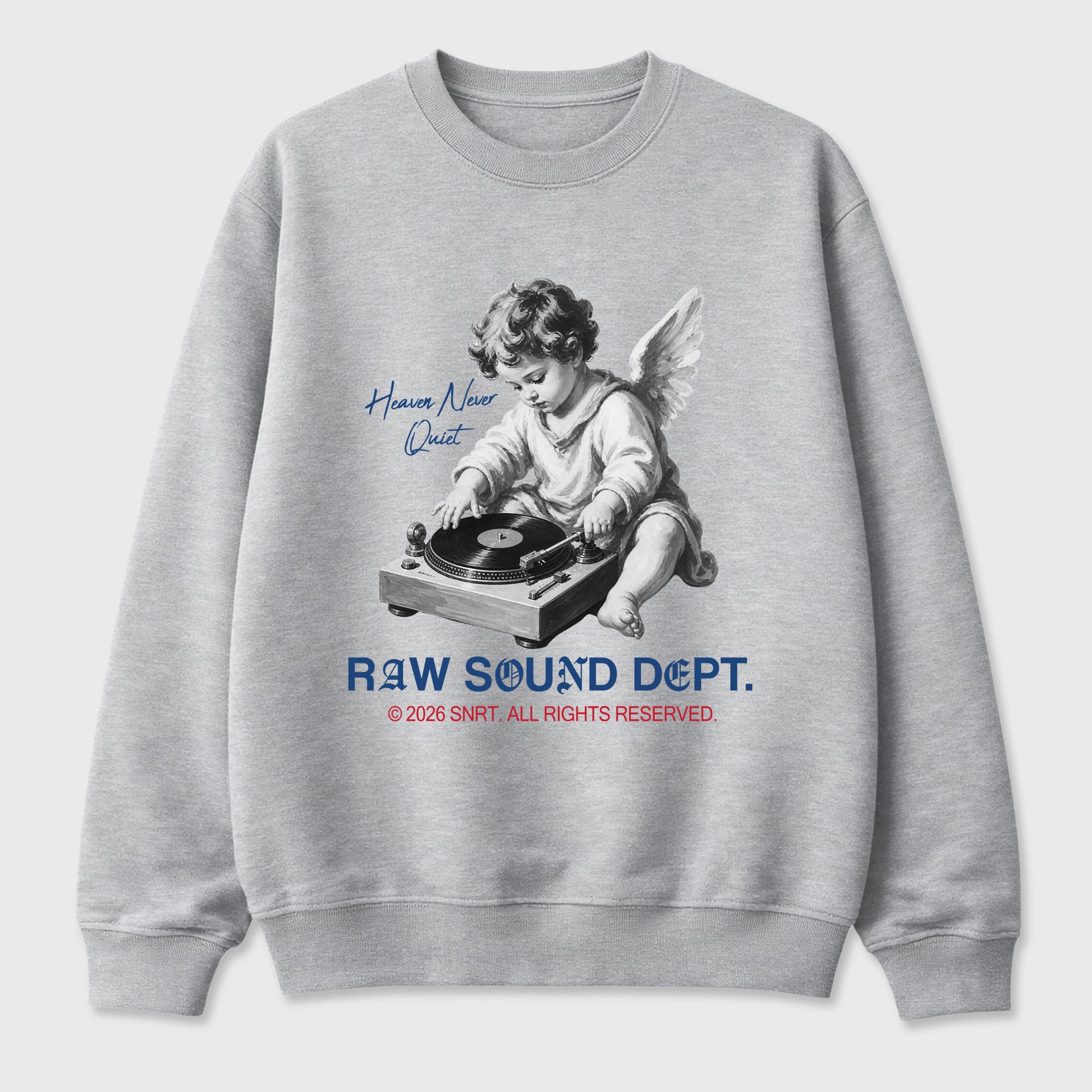 Raw Sound Dept Graphic T-Shirt featuring original streetwear artwork designed to match the Air Jordan 3 True Blue. Heather Grey 2 Graphic Tee.