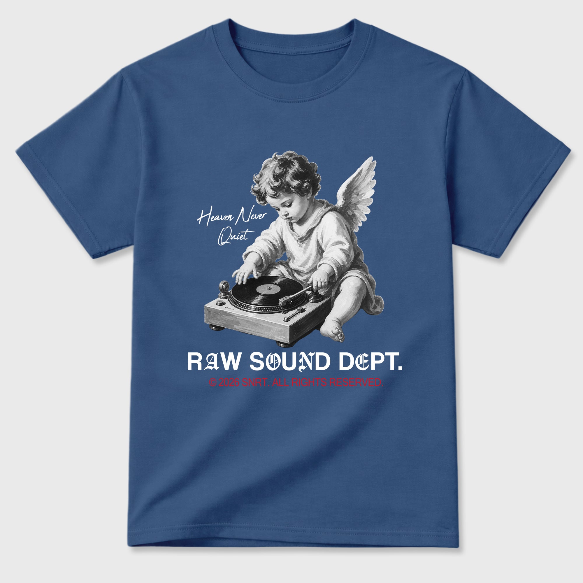 Raw Sound Dept Graphic T-Shirt featuring original streetwear artwork designed to match the Air Jordan 3 True Blue. Denim Blue 2 Graphic T-Shirt.