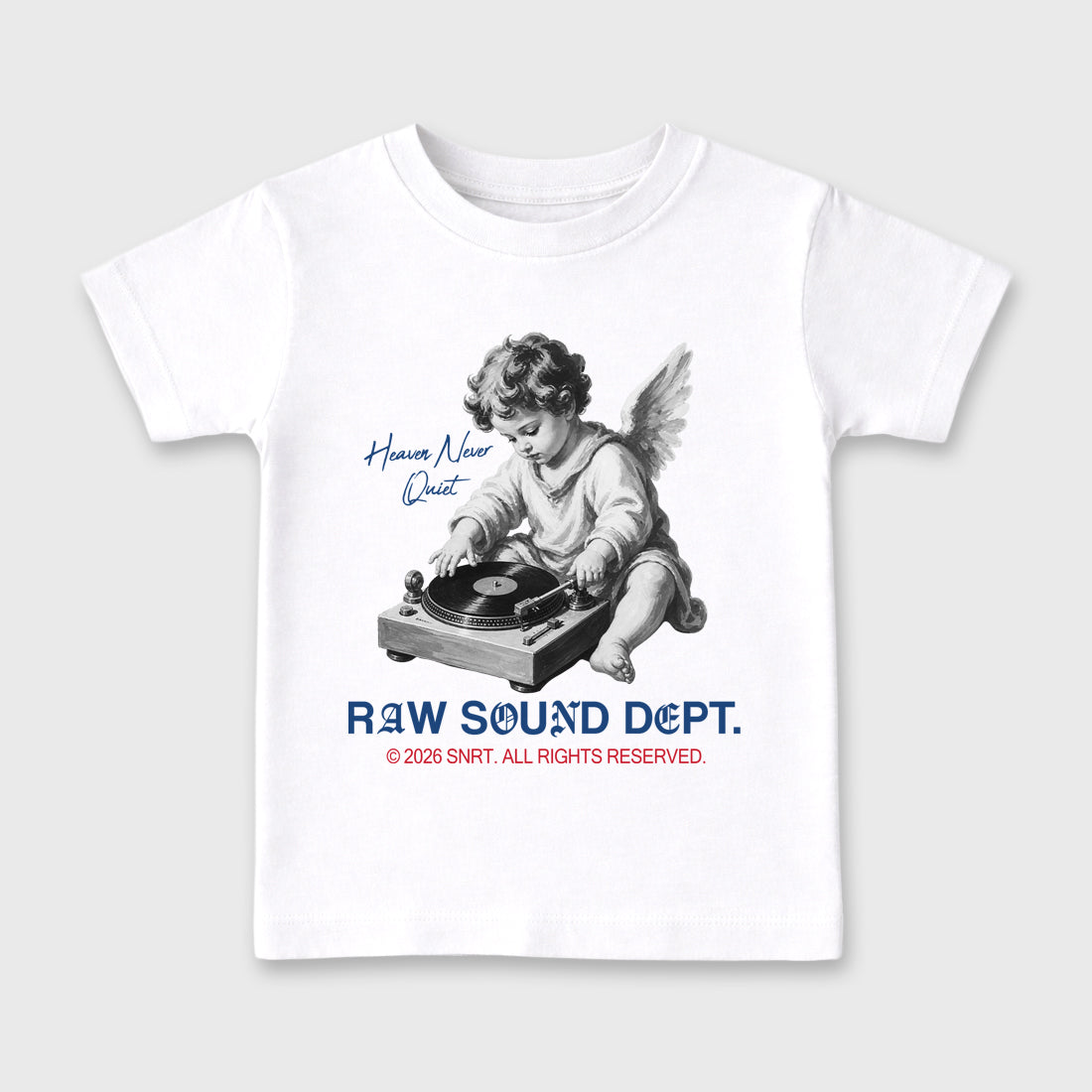 Raw Sound Dept Baby & Kids Graphic T-Shirt featuring original artwork designed to match the Air Jordan 3 True Blue. White 2 Kids Graphic Tee.