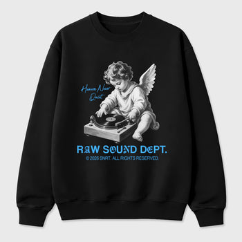Raw Sound Dept Graphic T-Shirt sneaker match tee designed for the Air Jordan 5 Black Carolina, featuring coordinated color options for a perfect streetwear match. Black 2 shirt.