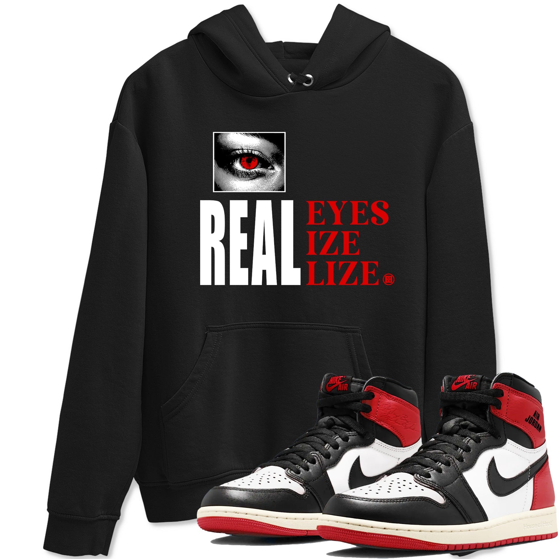 1s Black Toe shirts to match jordans Real Eyes best t shirts to wear with jordans Air Jordan 1 High OG Black Toe match shoes to clothes SNRT Sneaker Tees unisex cotton Black 1 shirts