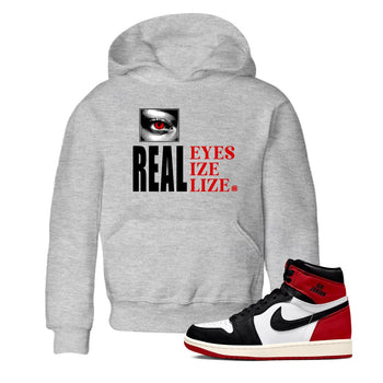 1s Black Toe shirts to match jordans Real Eyes best t shirts to wear with jordans Air Jordan 1 High OG Black Toe match shoes to clothes SNRT Sneaker Tees Youth Baby Heather Grey 1 tee