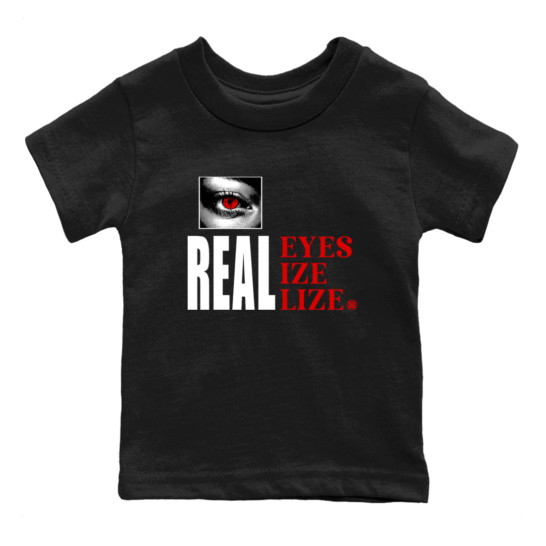 1s Black Toe shirts to match jordans Real Eyes best t shirts to wear with jordans Air Jordan 1 High OG Black Toe match shoes to clothes SNRT Sneaker Tees Youth Baby Black 2 tee