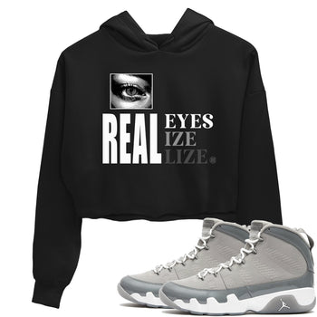 9s Cool Grey shirts to match jordans Real Eyes best t shirts to wear with jordans Air Jordan 9 Retro Cool Grey match shoes to clothes SNRT Sneaker Tees unisex cotton Black 1 crop tee
