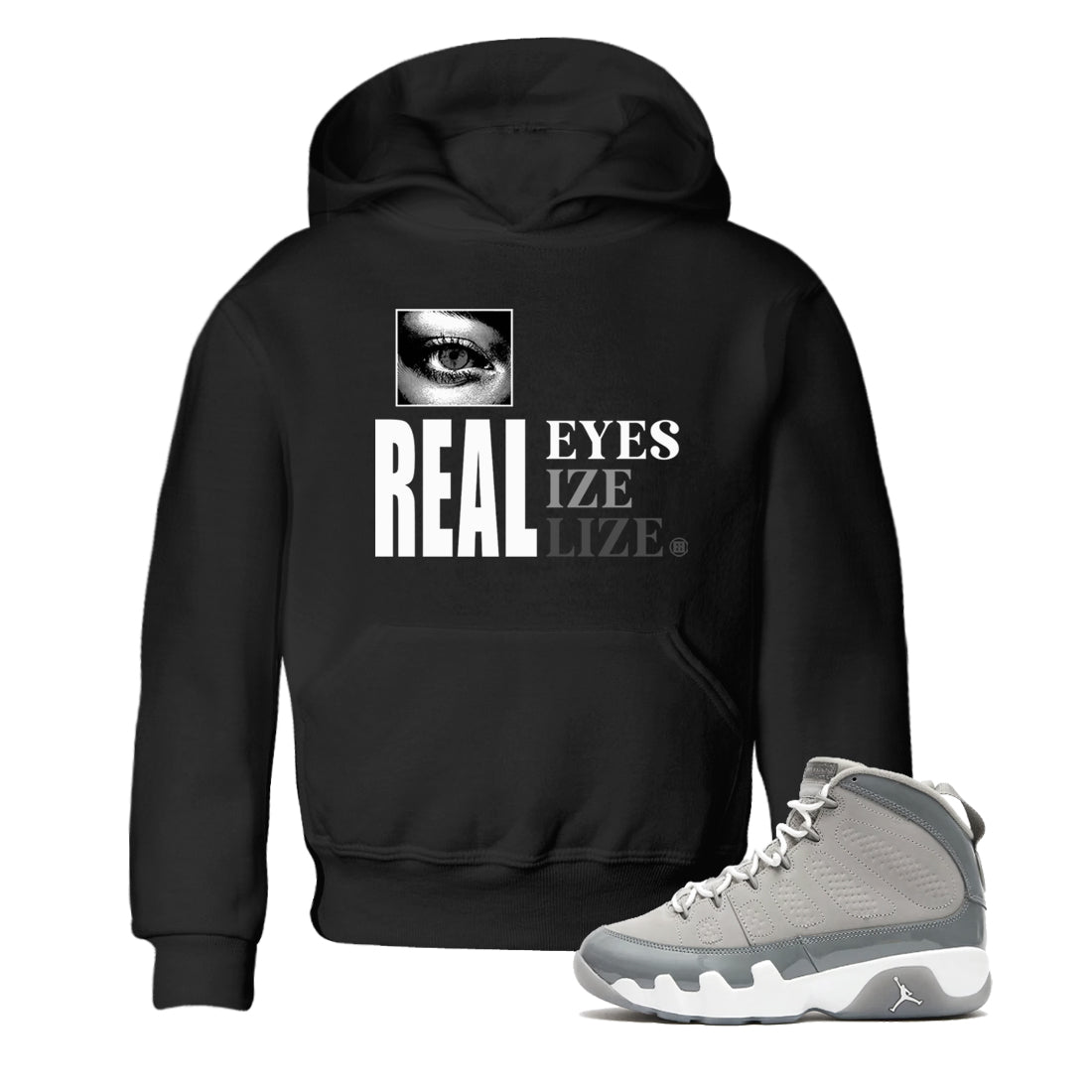 9s Cool Grey shirts to match jordans Real Eyes best t shirts to wear with jordans Air Jordan 9 Retro Cool Grey match shoes to clothes SNRT Sneaker Tees Youth Baby Black 1 tee