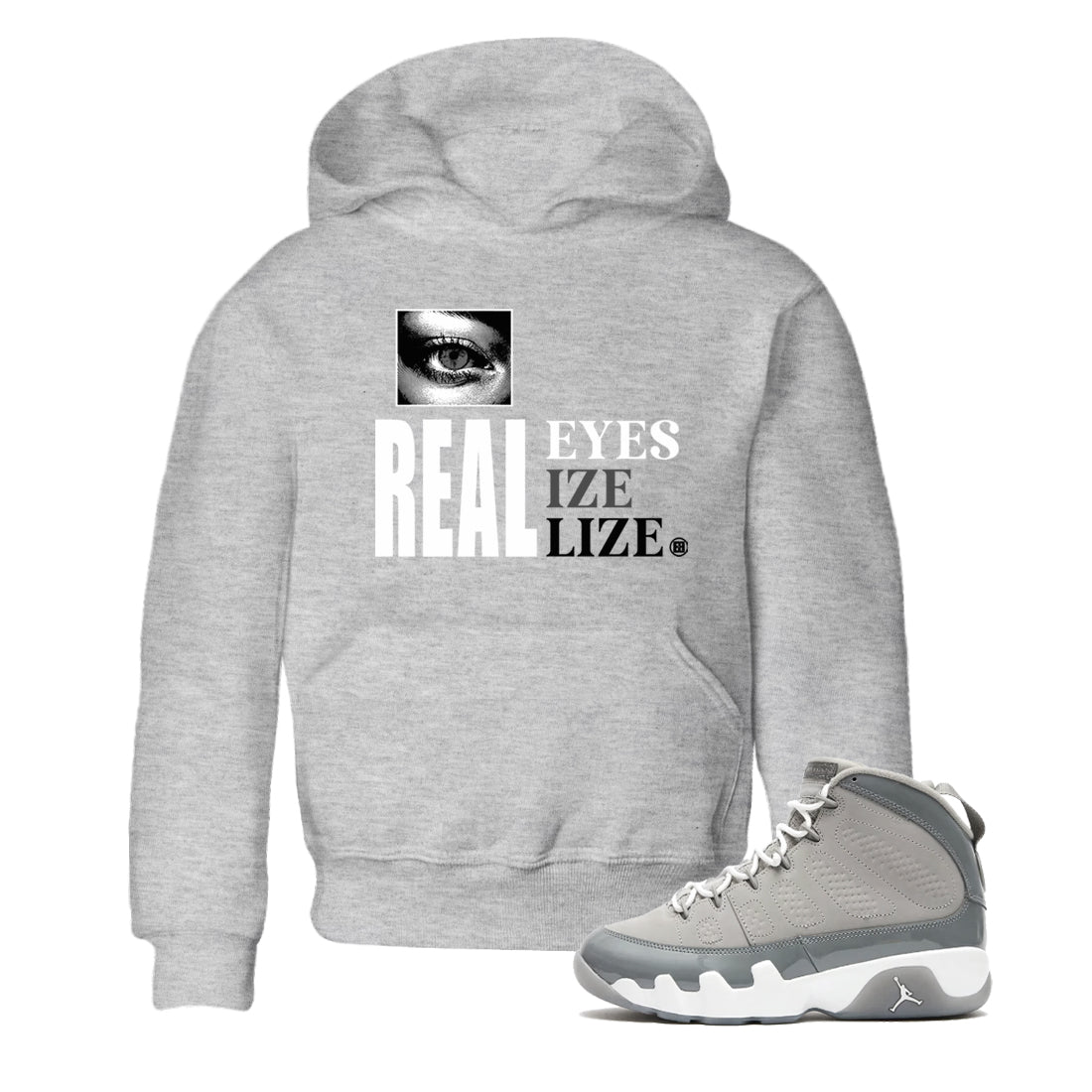 9s Cool Grey shirts to match jordans Real Eyes best t shirts to wear with jordans Air Jordan 9 Retro Cool Grey match shoes to clothes SNRT Sneaker Tees Youth Baby Heather Grey 1 tee