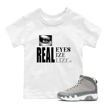 9s Cool Grey shirts to match jordans Real Eyes best t shirts to wear with jordans Air Jordan 9 Retro Cool Grey match shoes to clothes SNRT Sneaker Tees Youth Baby White 1 tee