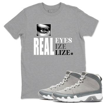 9s Cool Grey shirts to match jordans Real Eyes best t shirts to wear with jordans Air Jordan 9 Retro Cool Grey match shoes to clothes SNRT Sneaker Tees unisex cotton Heather Grey 1 shirts