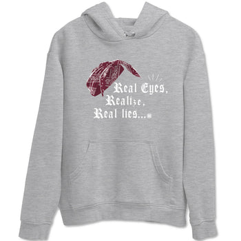 Air Jordan 1 High OG Metallic Burgundy shirts to match jordans Real Eyes Realize Real Lies sneaker match tees Air Jordan 1 Metallic Burgundy SNRT Sneaker Tees streetwear brand Heather Grey 2 unisex cotton tee
