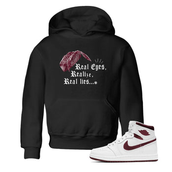 Air Jordan 1 High OG Metallic Burgundy shirts to match jordans Real Eyes Realize Real Lies sneaker match tees Air Jordan 1 Metallic Burgundy SNRT Sneaker Tees streetwear brand Baby and Youth Black 1 cotton tee