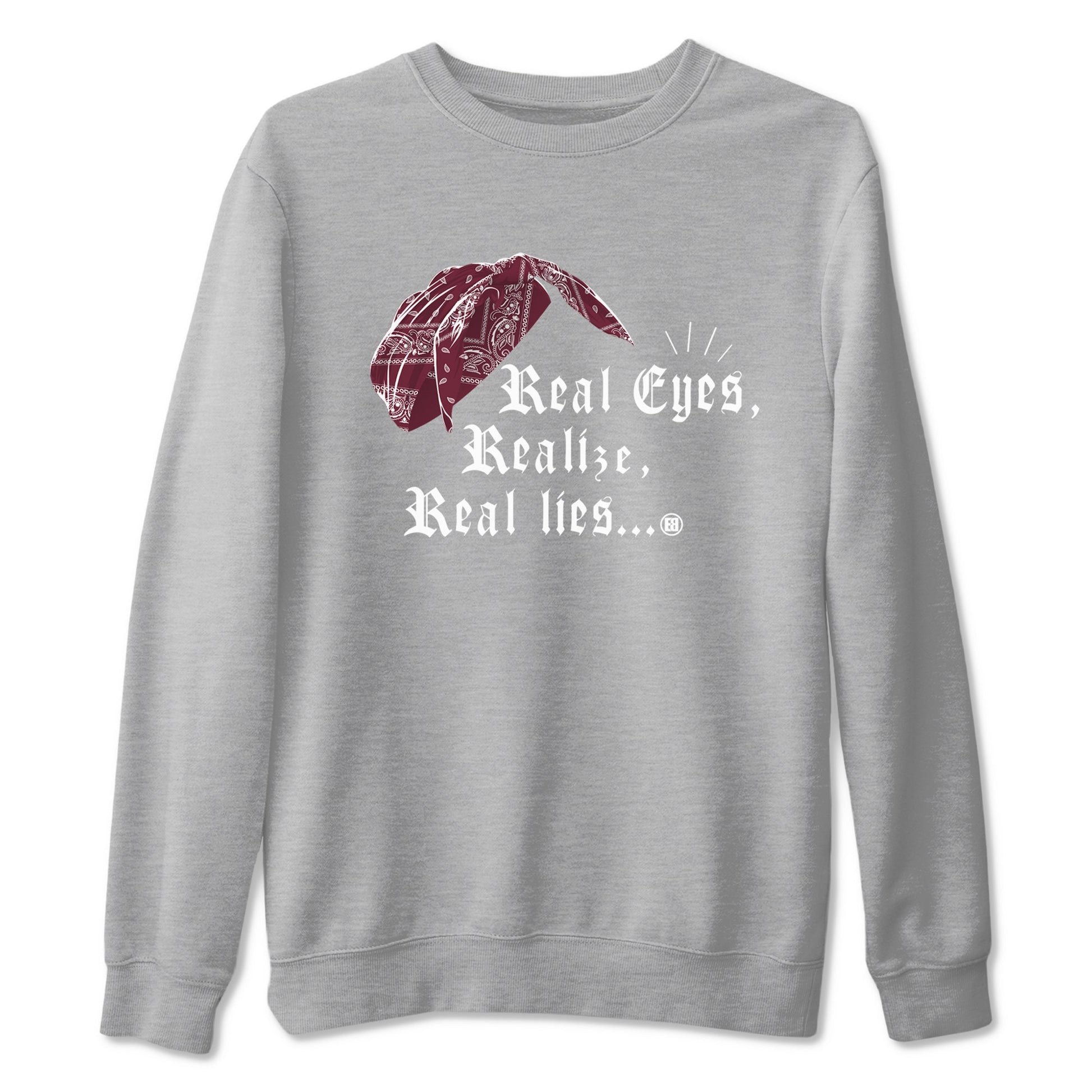 Air Jordan 1 High OG Metallic Burgundy shirts to match jordans Real Eyes Realize Real Lies sneaker match tees Air Jordan 1 Metallic Burgundy SNRT Sneaker Tees streetwear brand Heather Grey 2 unisex cotton tee