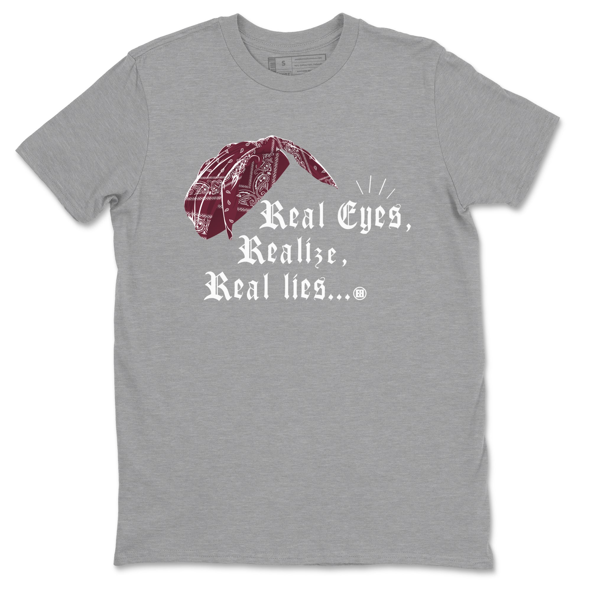 Air Jordan 1 High OG Metallic Burgundy shirts to match jordans Real Eyes Realize Real Lies sneaker match tees Air Jordan 1 Metallic Burgundy SNRT Sneaker Tees streetwear brand Heather Grey 2 unisex cotton tee