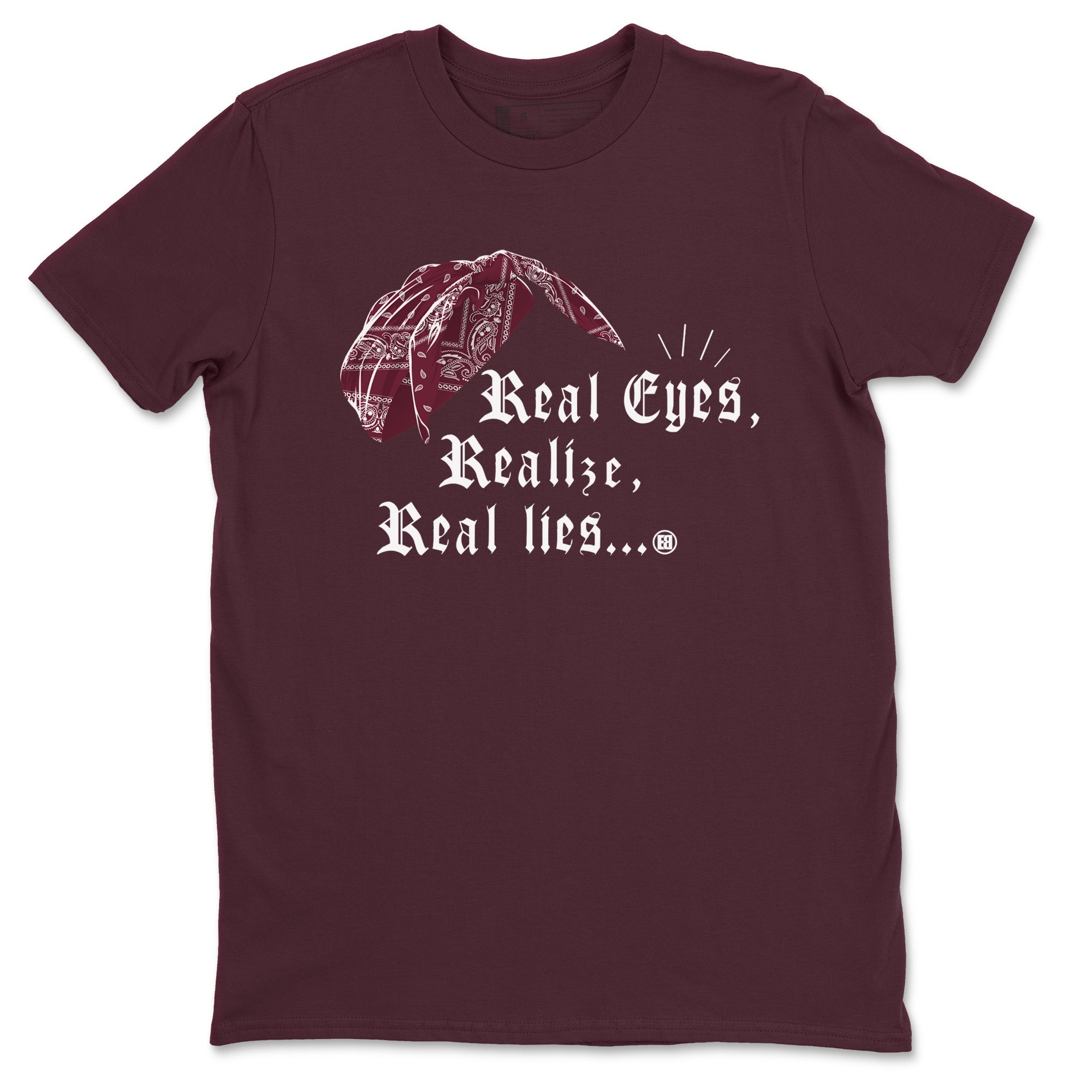 Air Jordan 1 High OG Metallic Burgundy shirts to match jordans Real Eyes Realize Real Lies sneaker match tees Air Jordan 1 Metallic Burgundy SNRT Sneaker Tees streetwear brand Maroon 2 unisex cotton tee