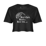 12s Black Wolf Grey shirts to match jordans Real Eyes Realize Real Lies sneaker match tees Air Jordan 12 Barons SNRT Sneaker Release Tees unisex cotton Black 2 Crop Shirts