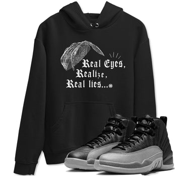 12s Black Wolf Grey shirts to match jordans Real Eyes Realize Real Lies sneaker match tees Air Jordan 12 Barons SNRT Sneaker Release Tees unisex cotton Black 1 crew neck shirts