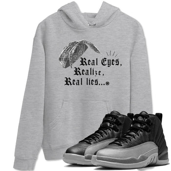 12s Black Wolf Grey shirts to match jordans Real Eyes Realize Real Lies sneaker match tees Air Jordan 12 Barons SNRT Sneaker Release Tees unisex cotton Heather Grey 1 crew neck shirts