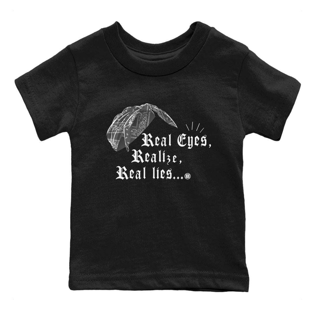 12s Black Wolf Grey shirts to match jordans Real Eyes Realize Real Lies sneaker match tees Air Jordan 12 Barons SNRT Sneaker Release Tees Youth Baby Black 2 crew neck shirts