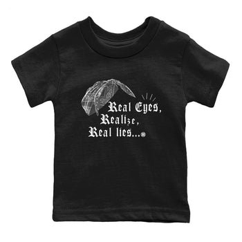 12s Black Wolf Grey shirts to match jordans Real Eyes Realize Real Lies sneaker match tees Air Jordan 12 Barons SNRT Sneaker Release Tees Youth Baby Black 2 crew neck shirts