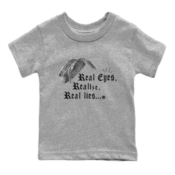 12s Black Wolf Grey shirts to match jordans Real Eyes Realize Real Lies sneaker match tees Air Jordan 12 Barons SNRT Sneaker Release Tees Youth Baby Heather Grey 2 crew neck shirts