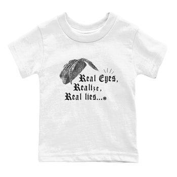 12s Black Wolf Grey shirts to match jordans Real Eyes Realize Real Lies sneaker match tees Air Jordan 12 Barons SNRT Sneaker Release Tees Youth Baby White 2 crew neck shirts